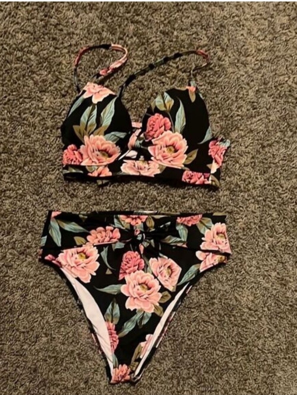 Shade & Shore Black and Pink Bikini Swimwear